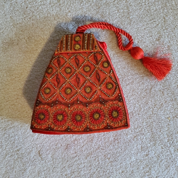 Beaded Red Indian Party Purse - Picture 2 of 8